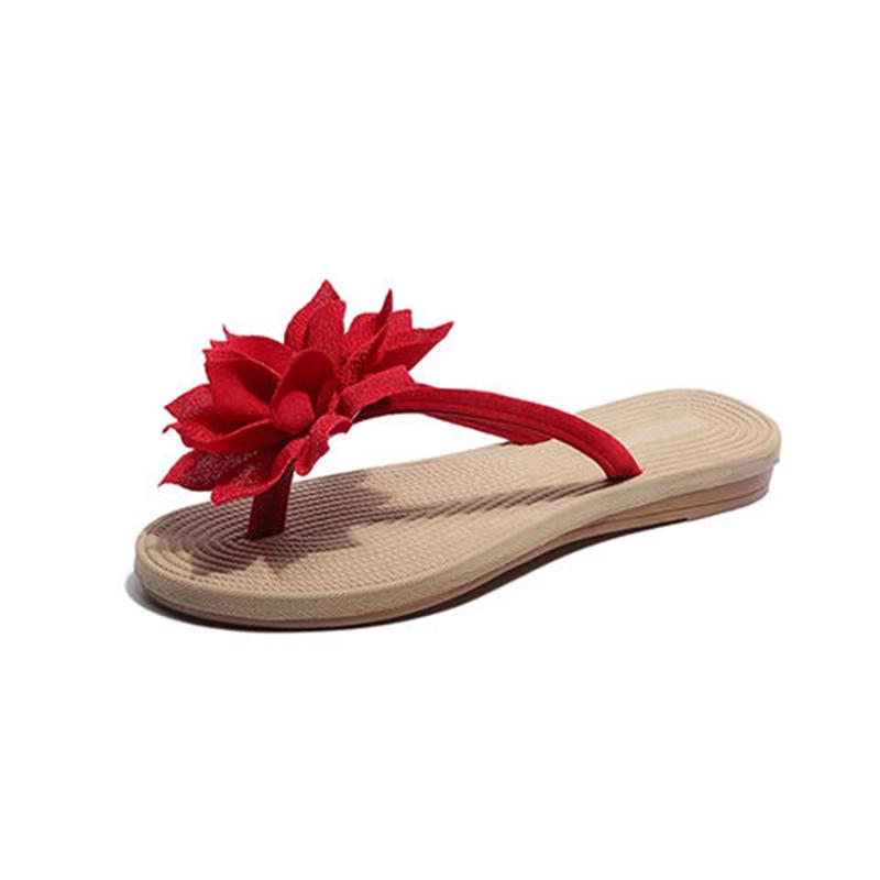 Beach Sandals and Slippers Sweet Big Flowers Flat Sandals and Slippers Female Flip Flops Student Flip Flops