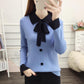 Autumn and Winter Loose Sweater Doll Collar Lace Top Bow Knit Women's Bottoming Shirt