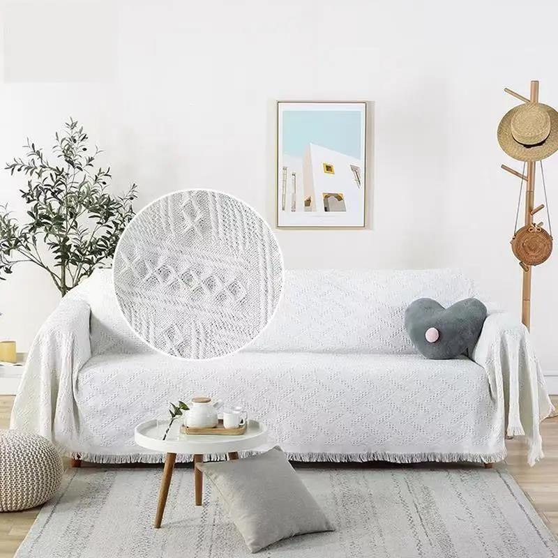 Nordic Retro Style Solid Color Multifunctional Four Seasons Universal Sofa Blanket Modern Minimalist Full Cover Non-slip Sofa Towel Sofa Cushion