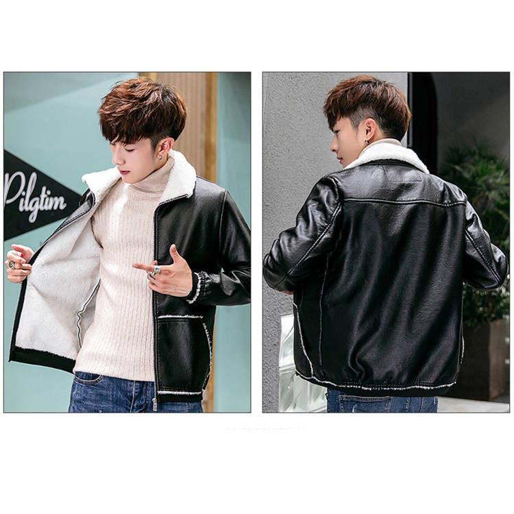 Fur One Leather Jacket Autumn and Winter Men's Thick Leather Coat Plus Size Men's Clothing