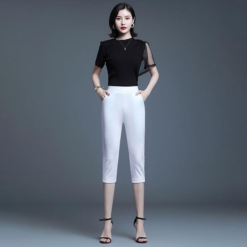 Women's Summer Thin Cropped Trousers Trend Large Size Loose When Looking Thin All-match Fashion Straight Casual Pants