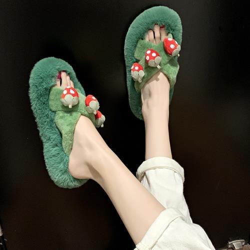 Fashionable Design Cotton Slippers Indoor Non-slip Flat Shoes, Autumn and Winter Warm Household Casual Slippers