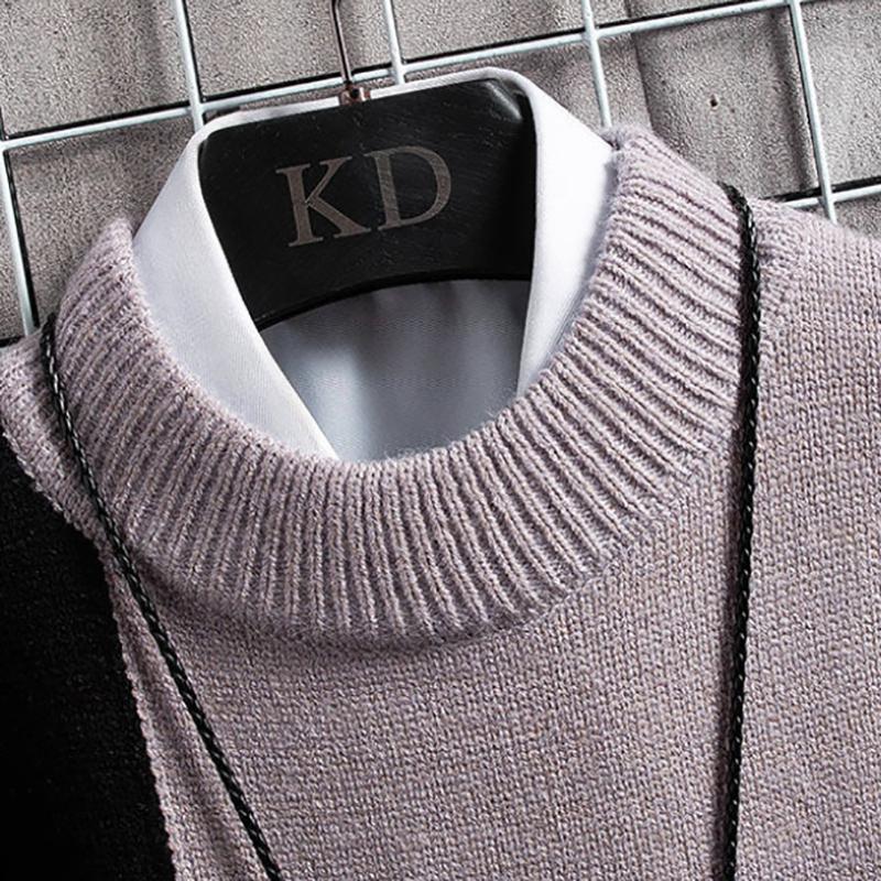 Men's Sweatshirts Autumn Mid-collar Thick Section Half High Neck Youth Knit Sweater Color Matching Men Sweater