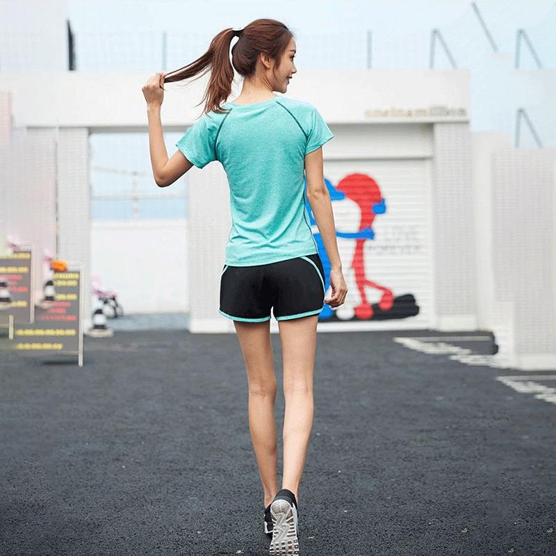 Summer Yoga Wear Short-sleeved Single Top Women's Quick-drying Sexy Running Sports Fitness Clothes for Beginners Running Sweat-absorbent Sportswear