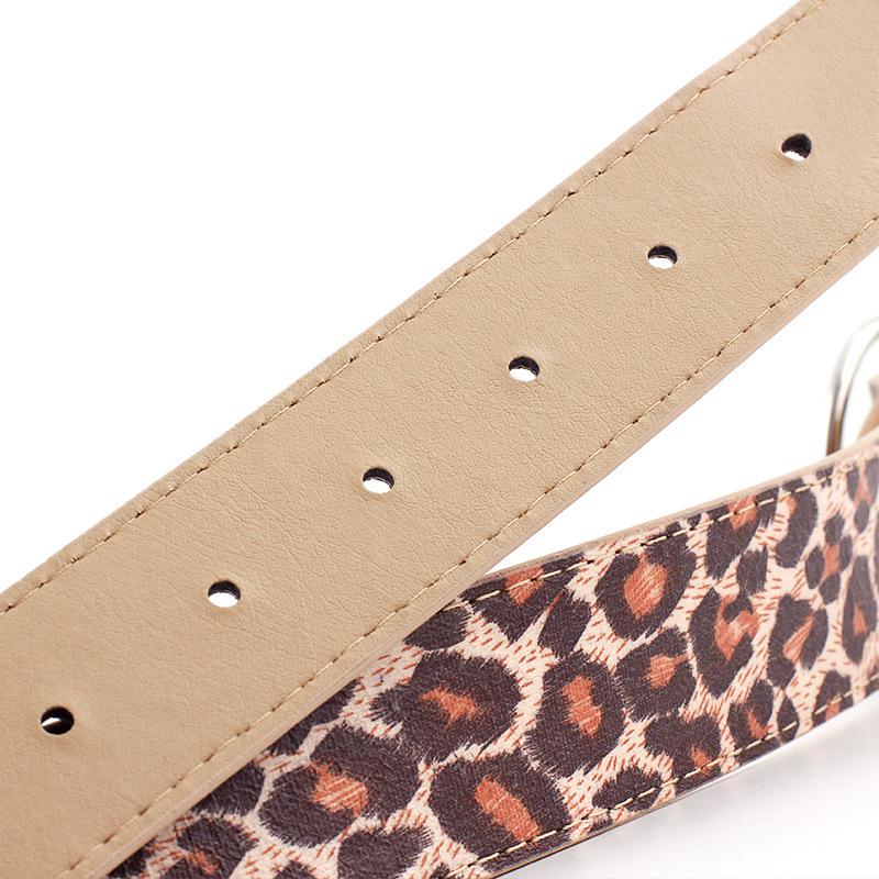 Simple Leopard Belt Lady Casual Wide Belt Square/Round/Heart-shaped