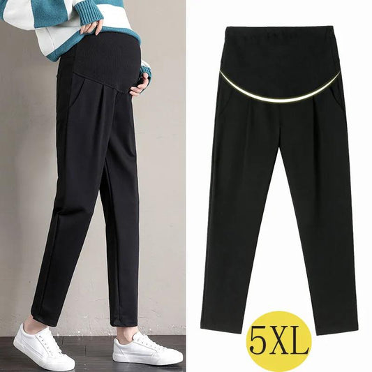 Pregnant Women's Pants Wear Fashion Large Harlan Pants In Spring and Autumn, Plush, Casual Straight Tube and Loose Abdomen In Winter