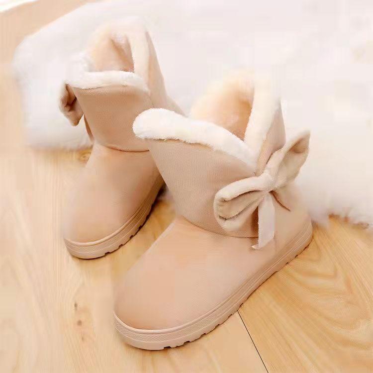 Bowknot Warm Women Flats Snow Boots Autumn Winter Fashion Shoes