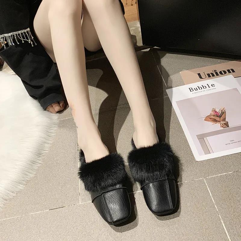Artificial Plush Cotton Slippers Full Design Flat Shoes Warm Autumn and Winter Casual Shoes