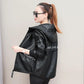 Autumn and Winter Fashion Slim Hooded Leather Ladies Short Jacket Pu Jacket Women's Motorcycle Jacket