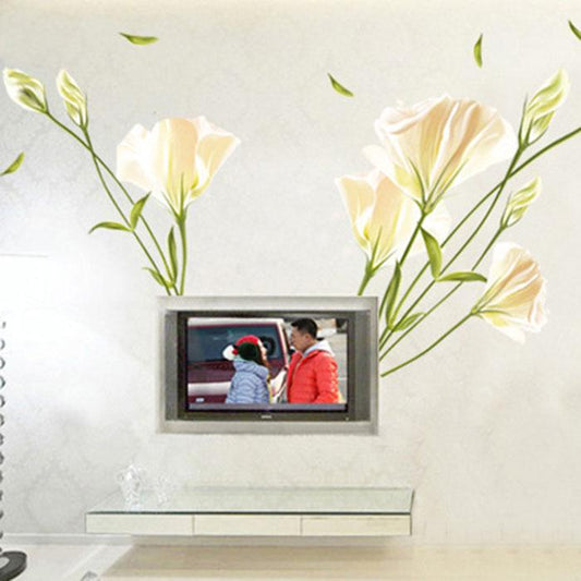 Removable Five Generations Wall Sticker Removable Wall Sticker Wall Decoration Yellow Lily wallpaper
