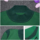 Green Pull Women Letter Patchwork Color Contrast Bottom Sweater Knitted O Neck High Waist Pullover