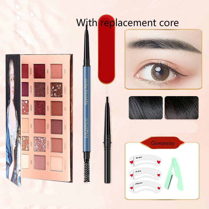 Eyebrow pencil waterproof sweat-proof lasting non-marking buy 1 get 4double-headed ultra-fine
