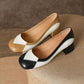 Women's Soft Small Leather Shoes Leather Retro Thick Heel Round Toe Fashion Color Matching Casual Shallow Mouth Sandals