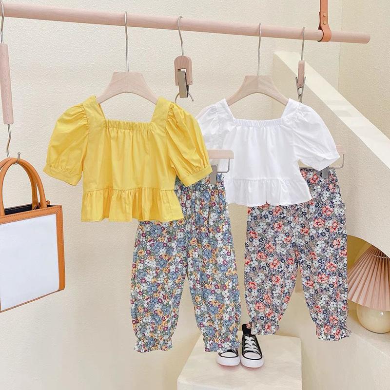 Two-piece Cotton Girls Clothes Suit Summer Short-sleeved Children's Suit Fashion Girls Clothes Suit Casual Clothes