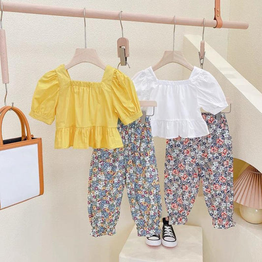 Two-piece Cotton Girls Clothes Suit Summer Short-sleeved Children's Suit Fashion Girls Clothes Suit Casual Clothes