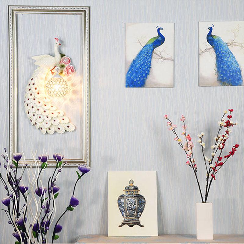 Luxury peacock crystal wall lamp Nordic bedroom bedside living room TV background led wall lamp
