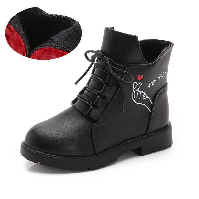 Girls' Boots Autumn Winter Korean Children's Martin Boots Big Children's Plus Velvet Non-slip Little Girl's Short Boots