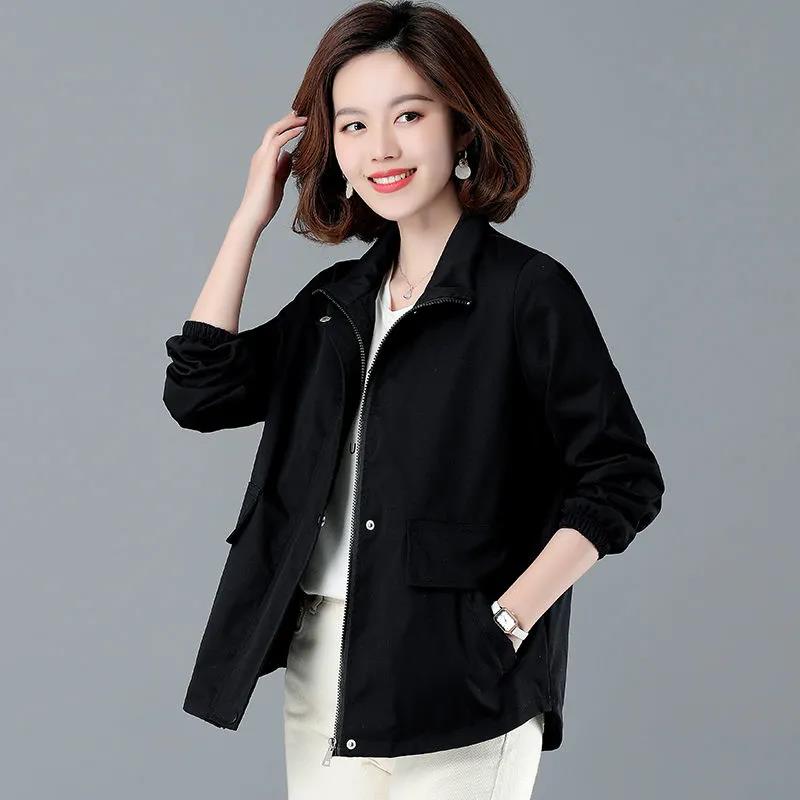 Windbreaker Women's Short Jacket Spring Loose and Thin Stand Collar Fashion Jacket
