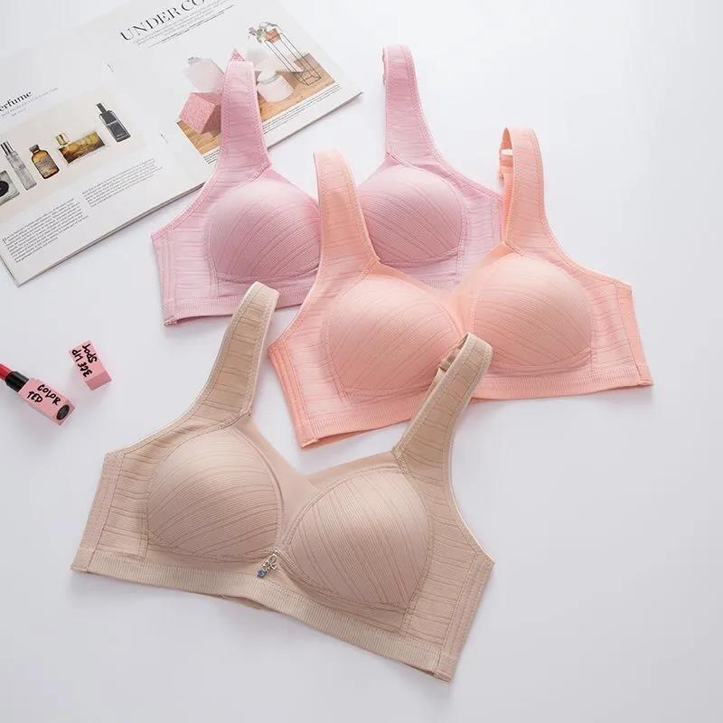 Large Size Underwear Women's Thin No Steel Ring Bra Adjustable Comfortable Top Support Anti-sagging Anti-glare Gather Bra