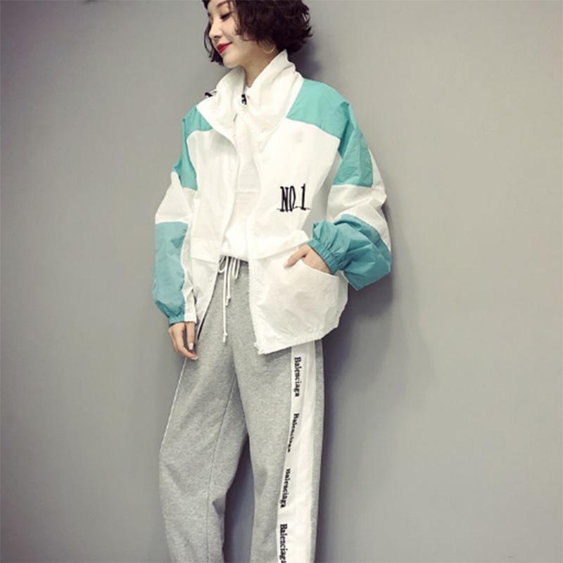 Loose All-match Sunscreen Sports Jacket Baseball Jacket Short Color-blocking Ultra-thin Breathable Jacket Women