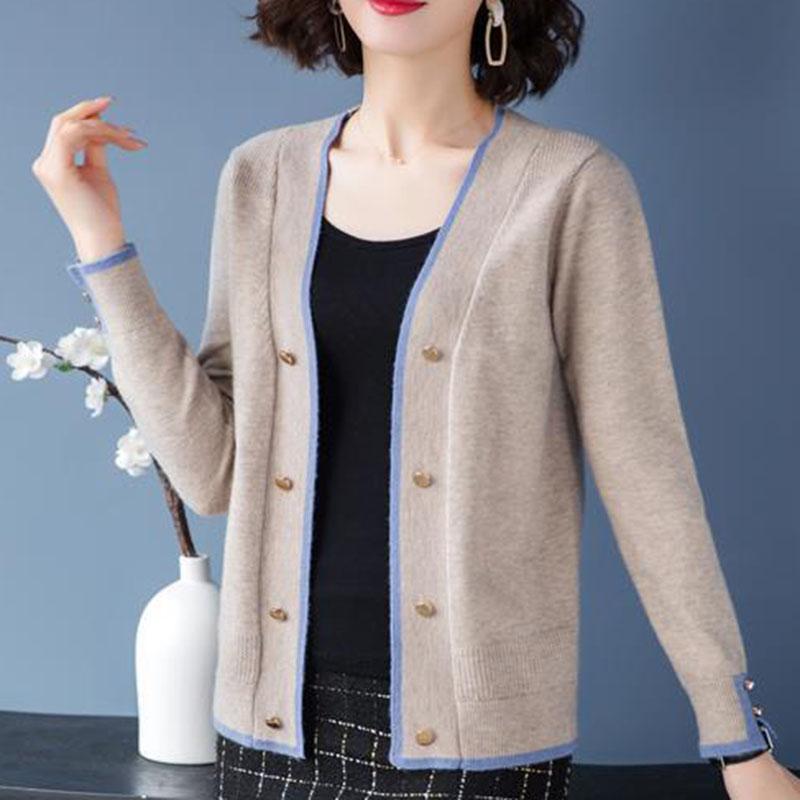 Autumn and Winter V-neck Knitted Sweater Ins Style Casual Short Jacket Fashion Simple Female Jacket