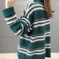 Women's Winter Large Size Versatile Striped Sweater Female Autumn Loose High Collar Long Sleeve Warm Knitted Pullover