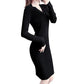 Women's Autumn and Winter Slim Long Sweater Dress Ladies Large Size Solid Color Party Elastic Knitted Dress
