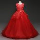 Girls Long Princess Dress Skirt Mopping Dress Net Gauze Tutu Skirt Floral Middle-aged Child Dress Performance Dress