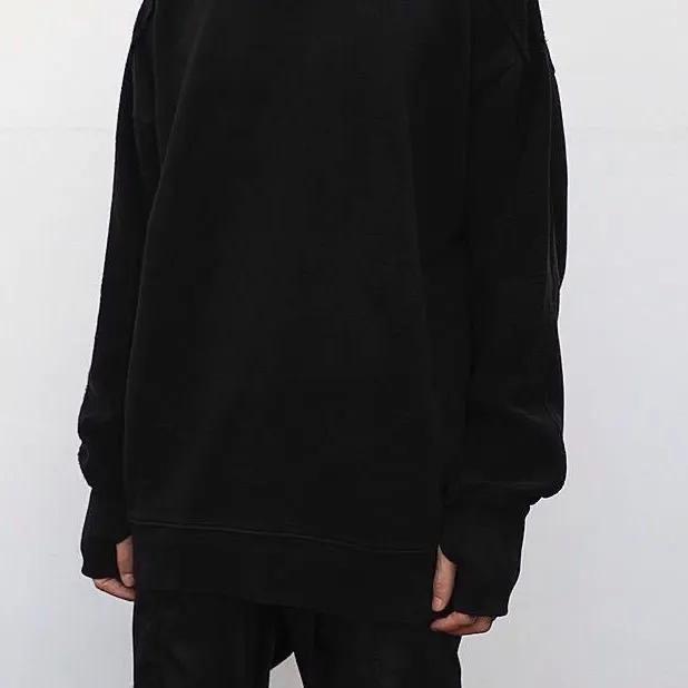 Sweater Men's Autumn and Winter Sleeves Oversize Drop Shoulders Retro Washed Solid Color Top Loose Casual Cool Men's Tops