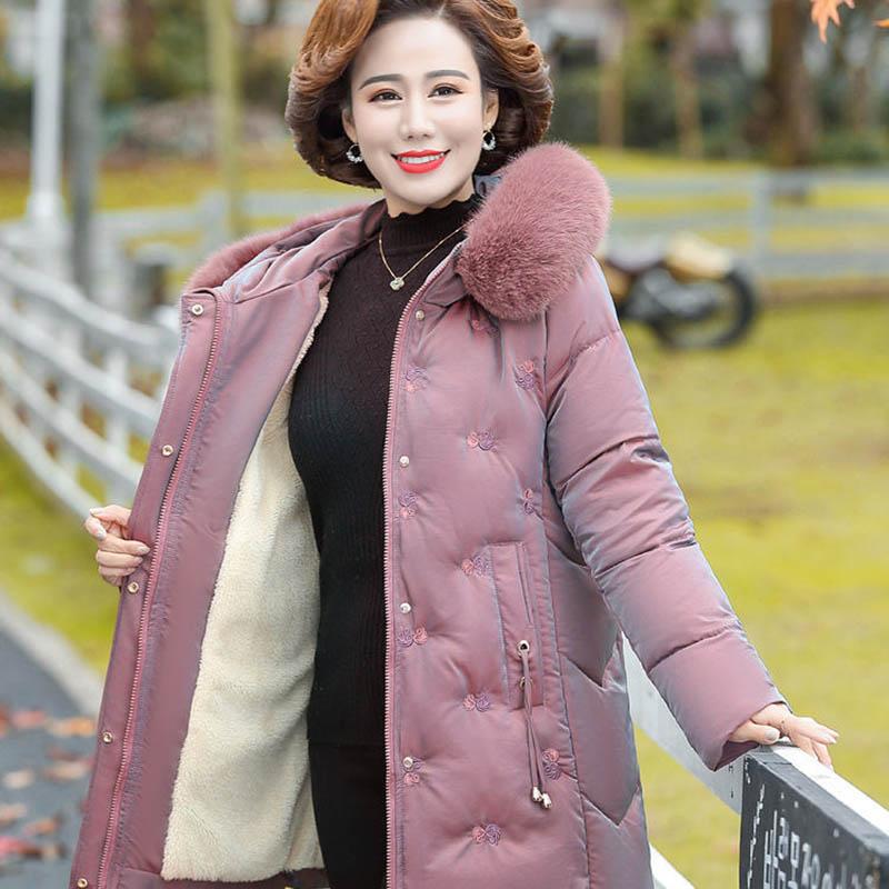 Fashion Middle-aged Mother's Winter Clothes Mid-length Coat Plus Velvet Padded Down Padded Jacket