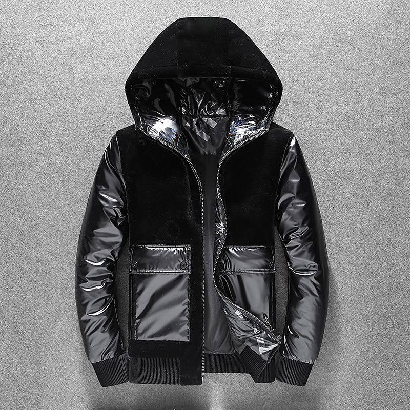 Winter Thick Warm Down Jacket Hooded Casual Solid Color Men's Jacket