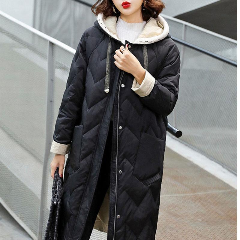 Women's Mid-length Loose and Warm Fashion Jacket Women's Winter Korean Knitted Woolen Hooded Down Jacket