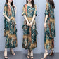 Women Summer Pants Suit Short Sleeve Thin Irregular Tops & Wide Leg Loose Floral Printed Culottes Large Size Two Pieces Casual Suit