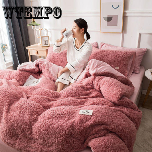 4pcs Home Textile Quilt Cover Set Cashmere Winter Bedding Set Queen King Size Bed Set Duvet Cover