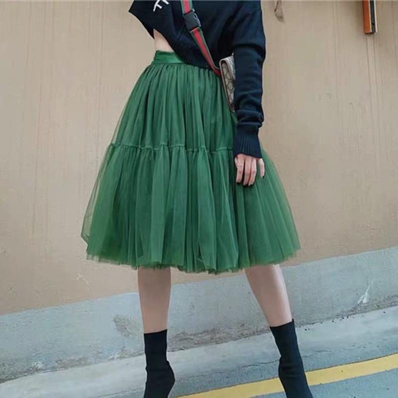 Women Veil Pettiskirt Tutu Skirt Plus Size Summer Ruffled Elastic Waist Sandy Beach Vacation Daily