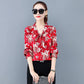 Women's Spring and Autumn Long Sleeve Chiffon Shirt Loose Floral Top