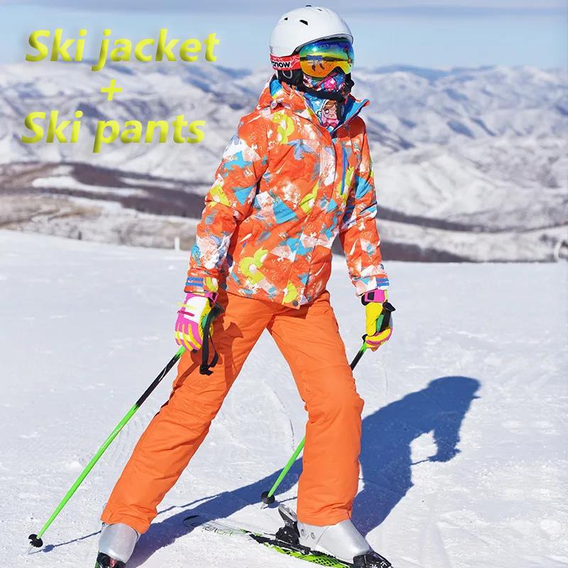 Winter Women's Ski Suit Suit Outdoor Warmth Thick Windproof Waterproof Veneer Double Board Couple Ski Tops Ski Pants