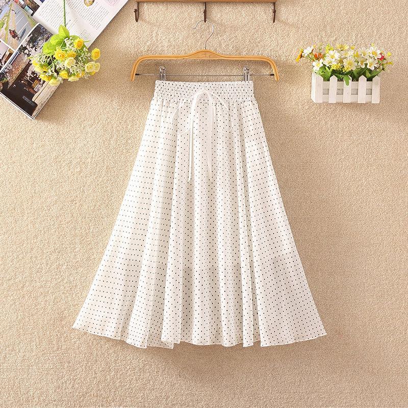 Floral Skirt Women's High Waist Mid-length Summer Fashion Casual Printed Chiffon Skirt