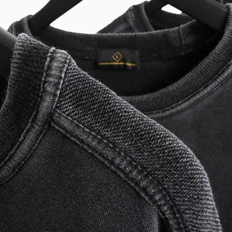 Sweater Men's Autumn and Winter Sleeves Oversize Drop Shoulders Retro Washed Solid Color Top Loose Casual Cool Men's Tops