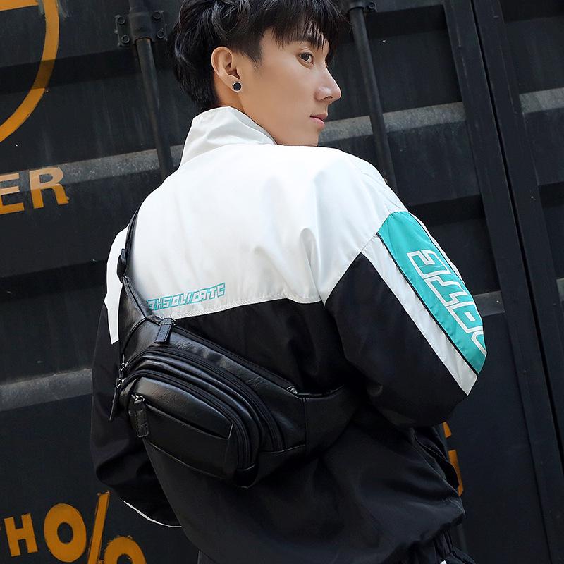 Waist Bag Men's Zipper Waterproof Black Shoulder Bag Outdoor Riding Sports Travel Messenger Bag