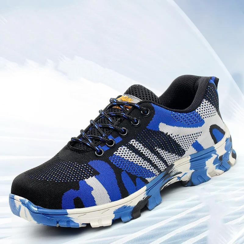 Men's Summer Breathable Lightweight Protective Shoes Female Steel Toe Cap Electrician Work Shoes Anti-smashing Anti-piercing and Anti-odor Work Shoes
