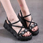 Muffin Thick Bottom Casual Sandals Summer Flowers Flat Heightened Roman Shoes Ladies Sweet Temperament Sandals A Pedal
