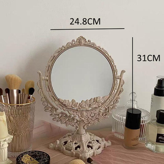 European Retro Embossed Double-sided Mirror Princess Mirror Vanity Mirror Bedroom Desktop Makeup Mirror
