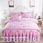 Four-piece Bed Skirt Printed Bedding Skin-friendly Sanding Quilt Cover Pillowcase Bilateral Bed Skirt Set