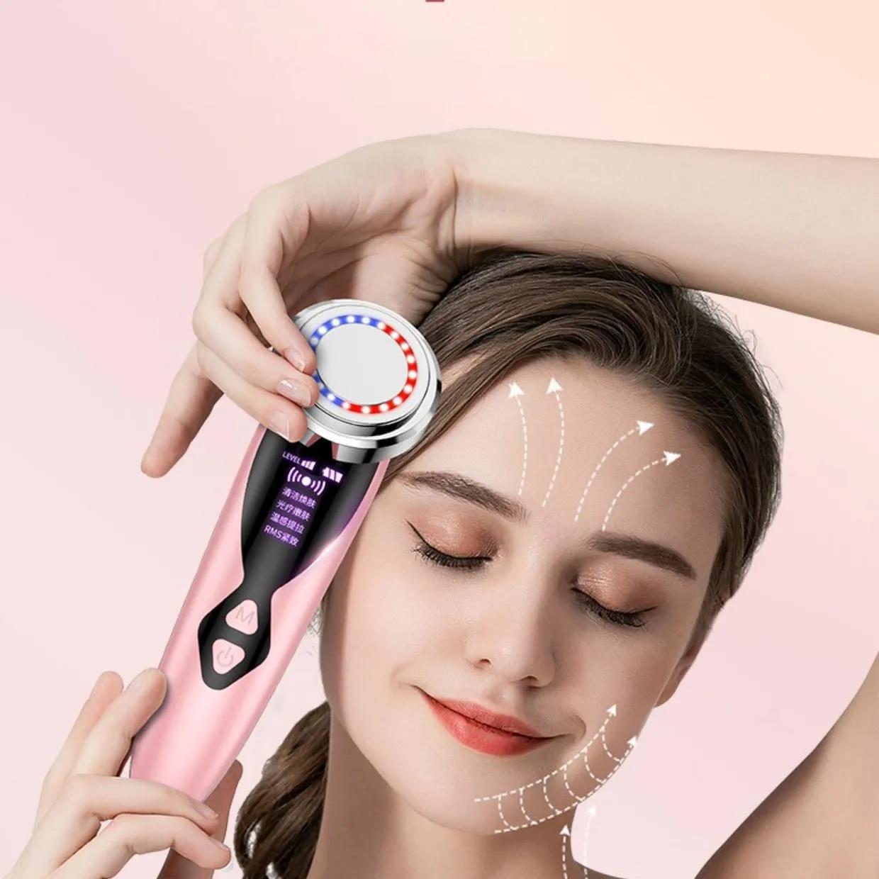 Warm Cleansing Skin Rejuvenation Color Light Ultrasonic Introduction Instrument Facial Vibration Massager Facial Export Electronic Beauty Instrument