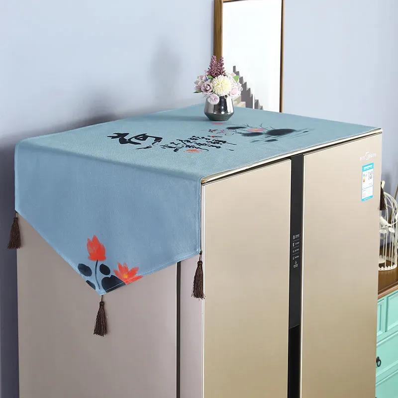 Double Door Refrigerator Cover Cloth Washing Machine Cover Simple Modern Refrigerator Towel Universal Household Storage Towel