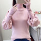 Women's Turtleneck Sweater Autumn Winter Lantern Sleeve Knit Top Loose Solid Color Pullover Sweater loose knitwear
