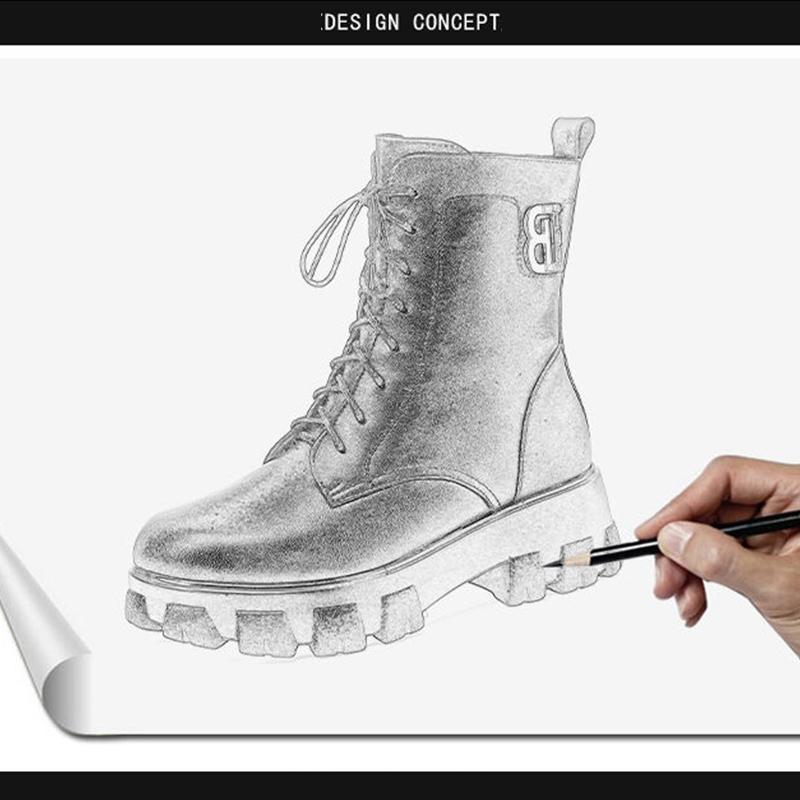 Girls Winter Snow Boots Knight Leather White Martin Boots Thick-soled Mid-tube Boots Short Boots Large Size Flat-bottomed Cotton Boots