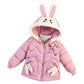 Colorful Winter Girl Rabbit Thickening Plus Down Jacket Foreign Style Cotton Coat Jacket Hooded Cute Cotton Jacket