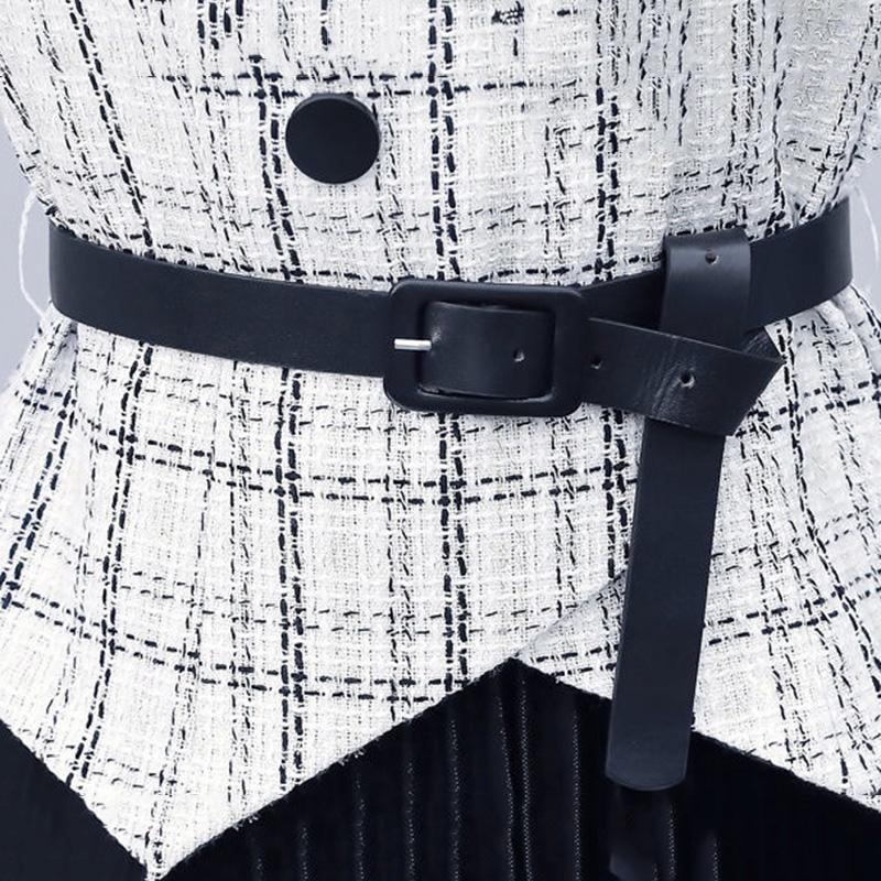 Suit Fragrant Wind Vest Dress Two-piece Suit Early Autumn Temperament Plaid Pleated Skirt Suit Female Large Skirt Dress